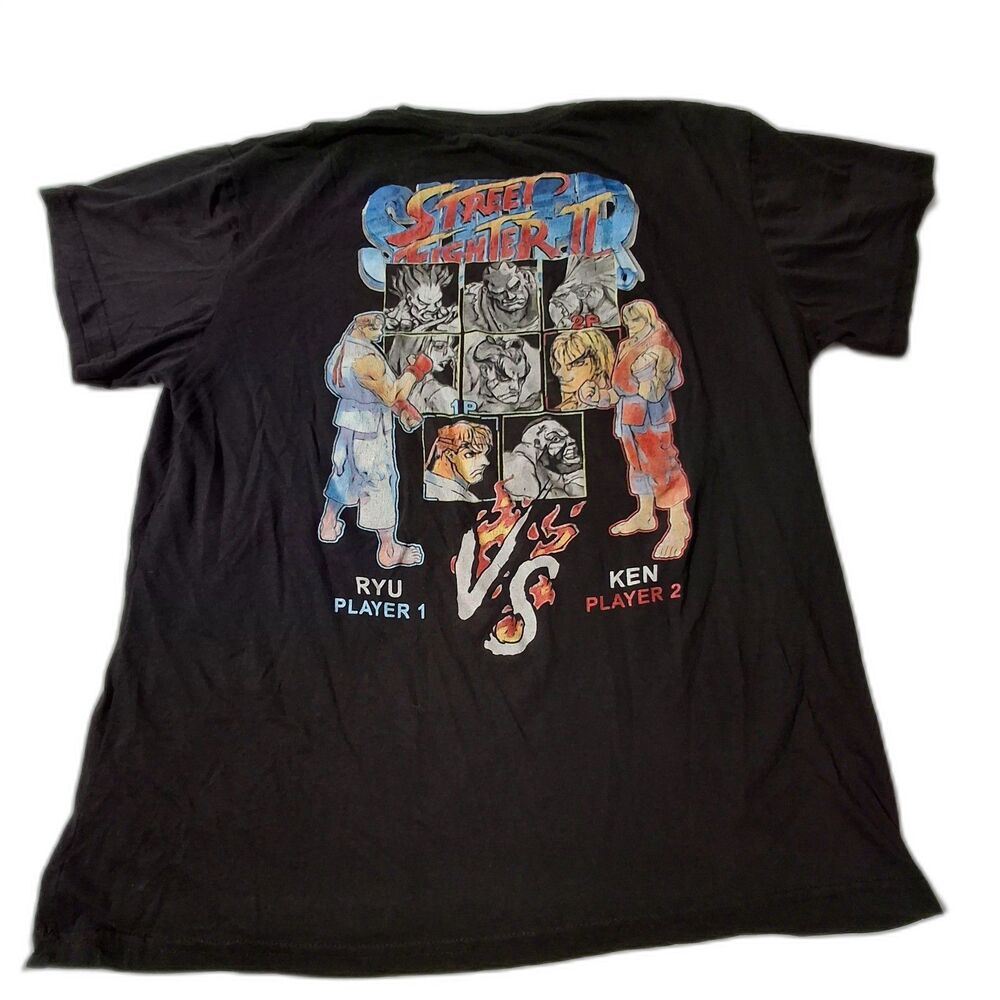Official Capcom Street Fighter II Turbo Sz L Logo On Front Game Graphics On Back